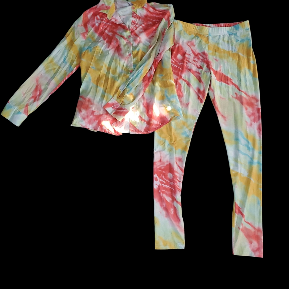 Colorful Tie-Dye Shirt and Pants Set